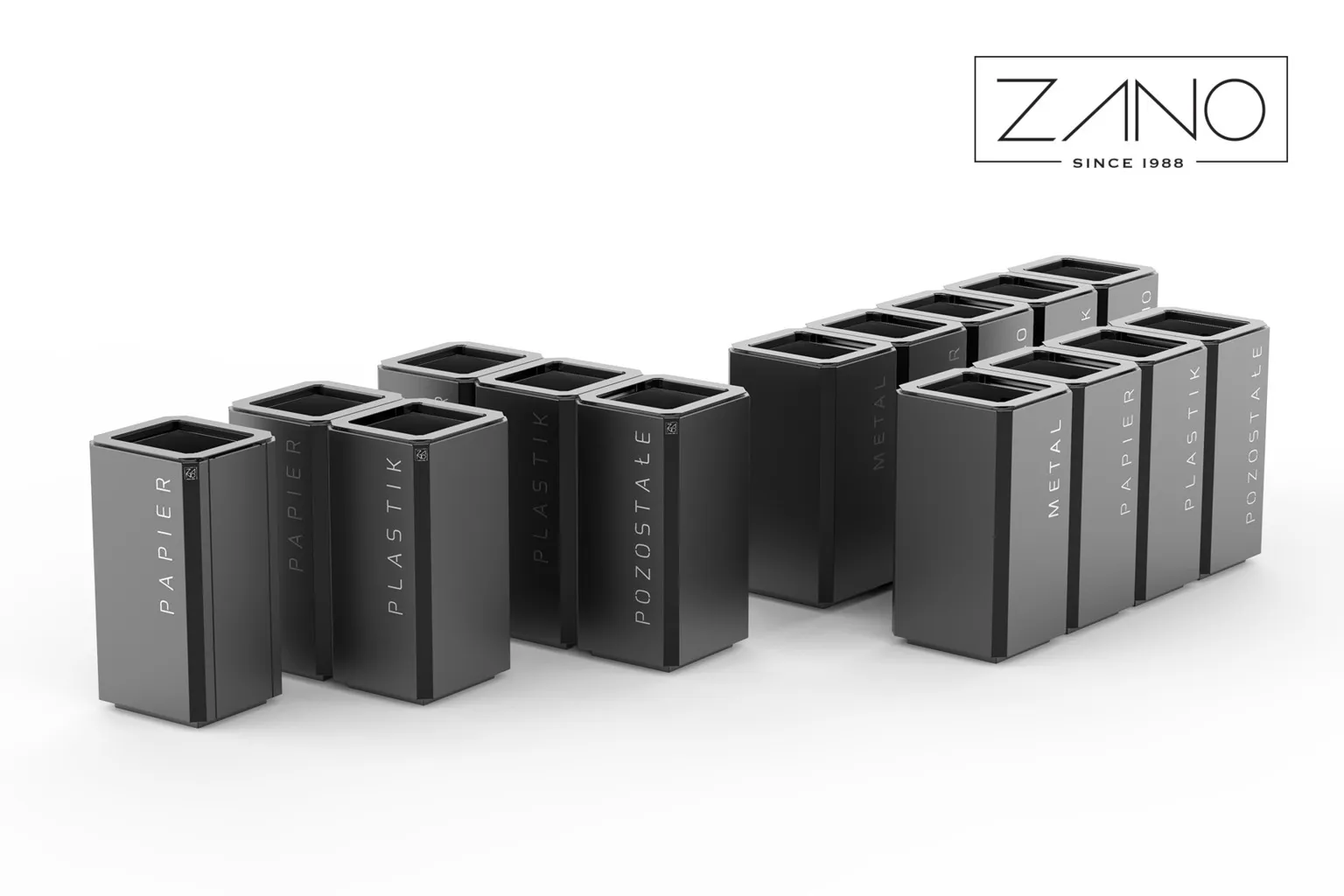 Stilo sērijas atkritumu tvertnes | Zano Street Furniture