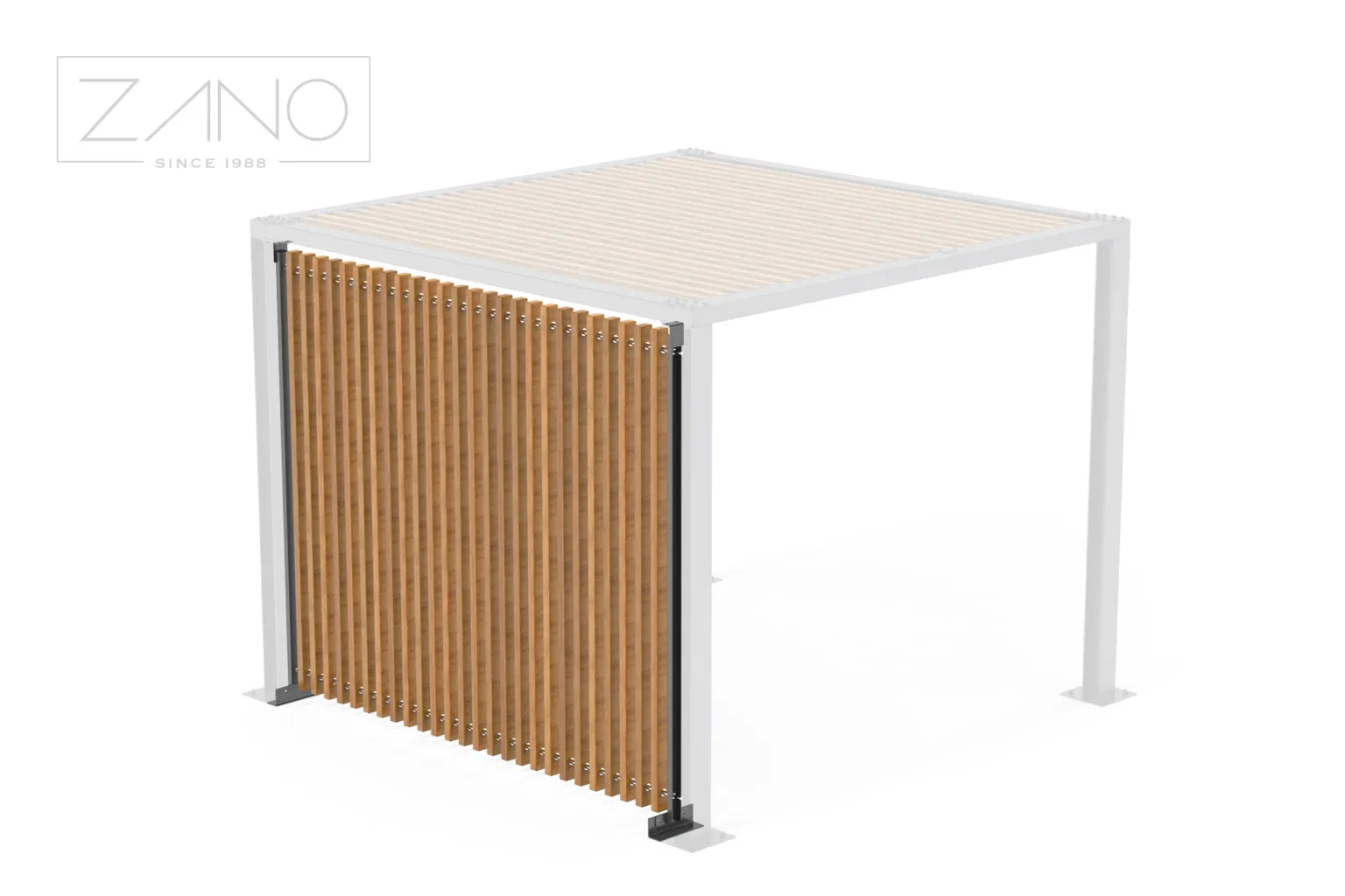 Pergolas siena | tērauda konstrukcija ar koka dēļiem