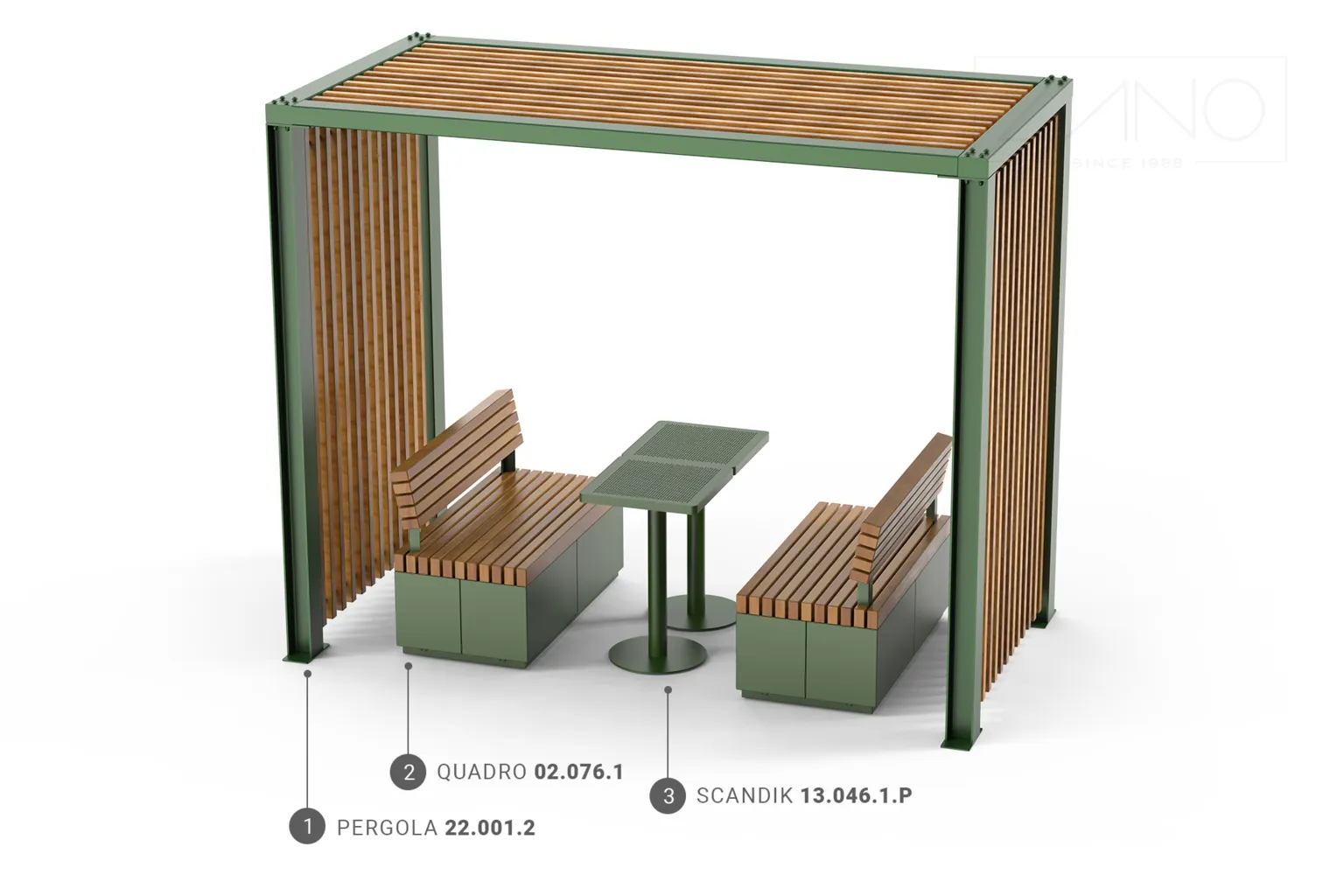 Mēbeļu komplekts no sērijām „Quadro”, „Scandik” un „Pergola”
