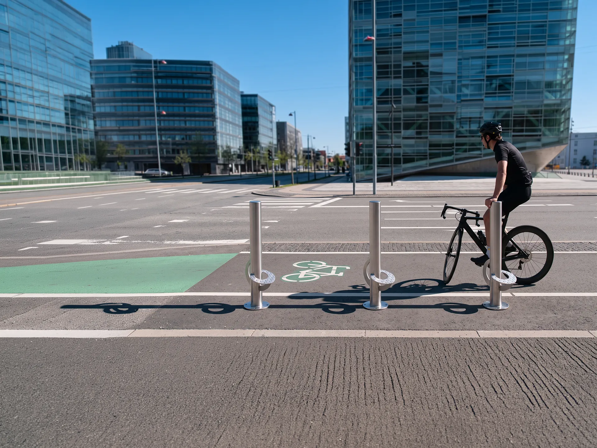 velosipēdistiem paredzēts ielas balsts „Joga”