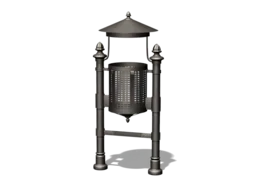pilsētas un parka atkritumu tvertne ar jumtiņu