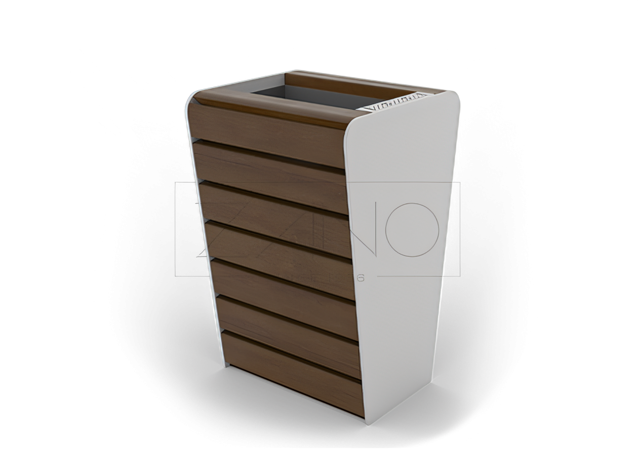 Atkritumu grozs ar pelnu trauku Soft Atkritumu grozs ar mīkstu pelnu trauku no nerūsējošā tērauda un egles koka