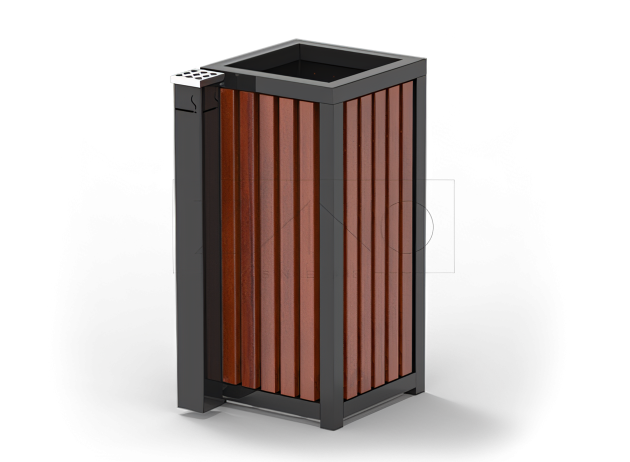 Tvertne lietošanai iekštelpās tērauda atkritumu urna ar atsevišķu pelnu trauku