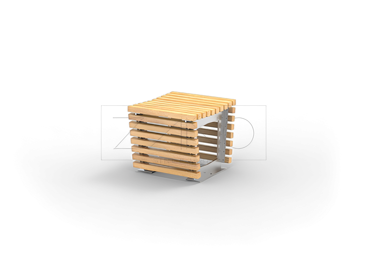 Moderns pilsētas sēdeklis no nerūsējošā tērauda un egles koka Stilīgs pilsētas sēdeklis | Flash line | ZANO pilsētas mēbeles