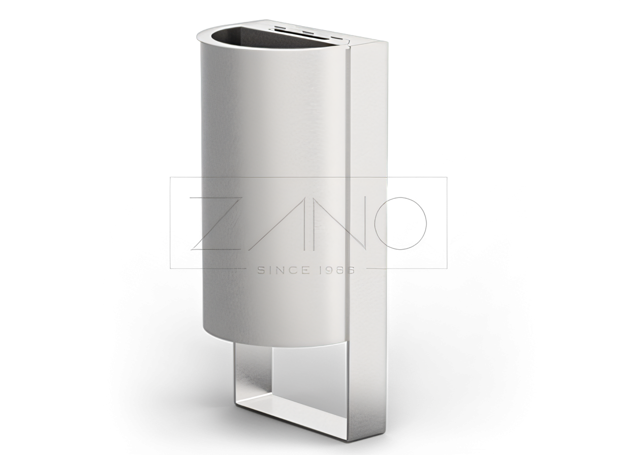 Atkritumu grozs ar pelnu trauku, brīvi stāvo&scaron;s, ārējais, no nerūsējo&scaron;ā tērauda