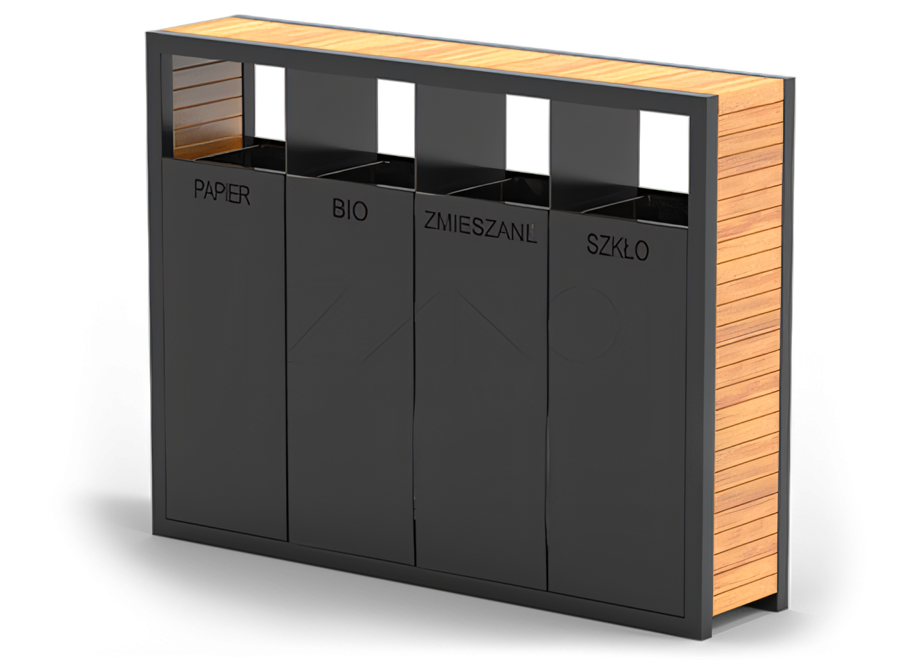 Četru kameru tērauda atkritumu grozs | ZANO pilsētas grozi Četru kameru tērauda atkritumu grozs | ZANO pilsētas grozi