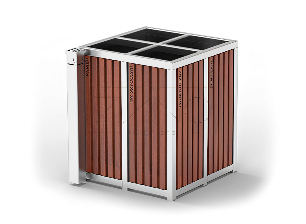 Četrvietīga atkritumu urna Atkritumu šķirotājs, atkritumu tvertne četrvietīga