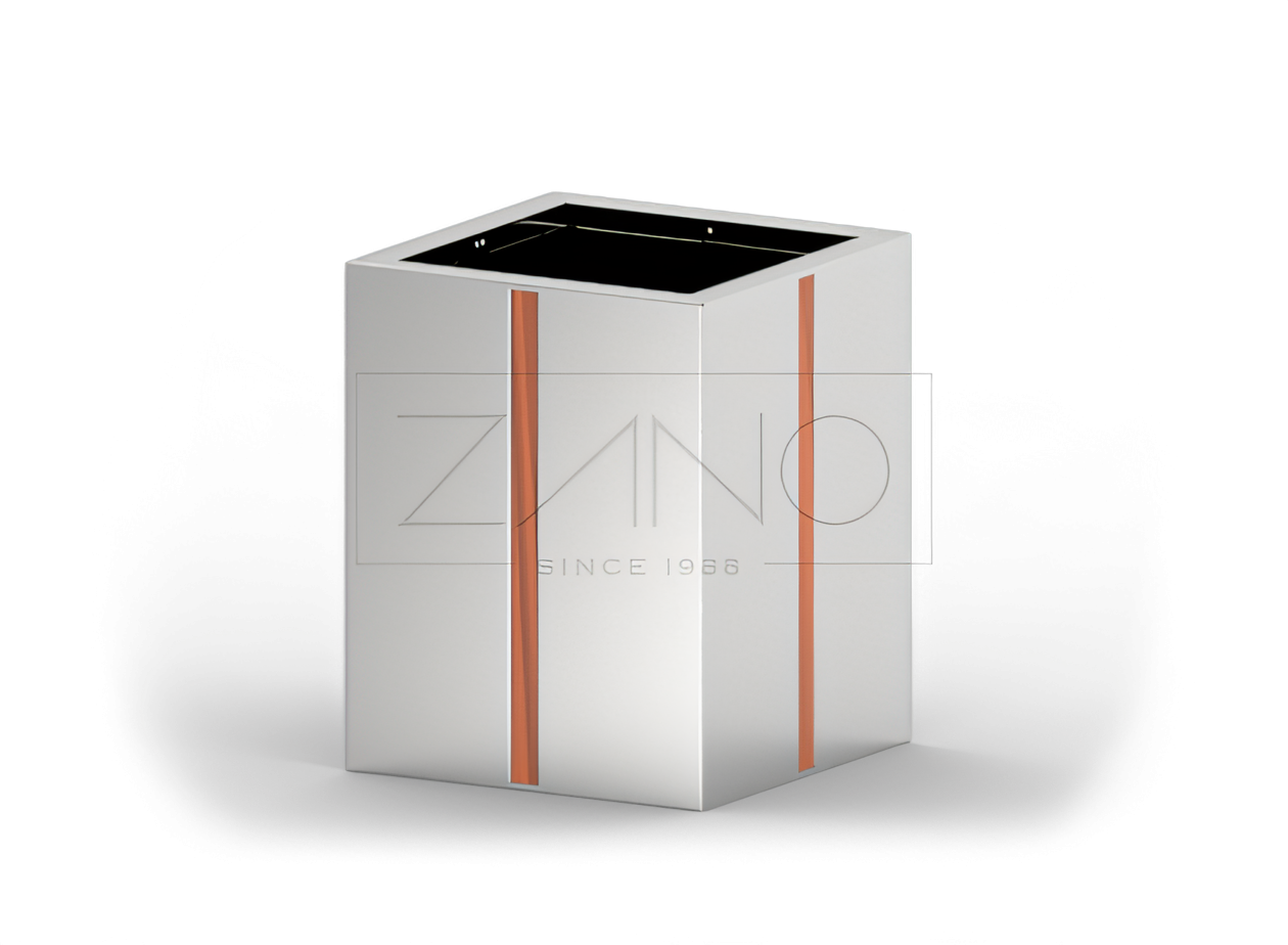 Nerūsējošā tērauda trauks ar koka elementiem Nerūsējošā tērauda trauks ar koka elementiem