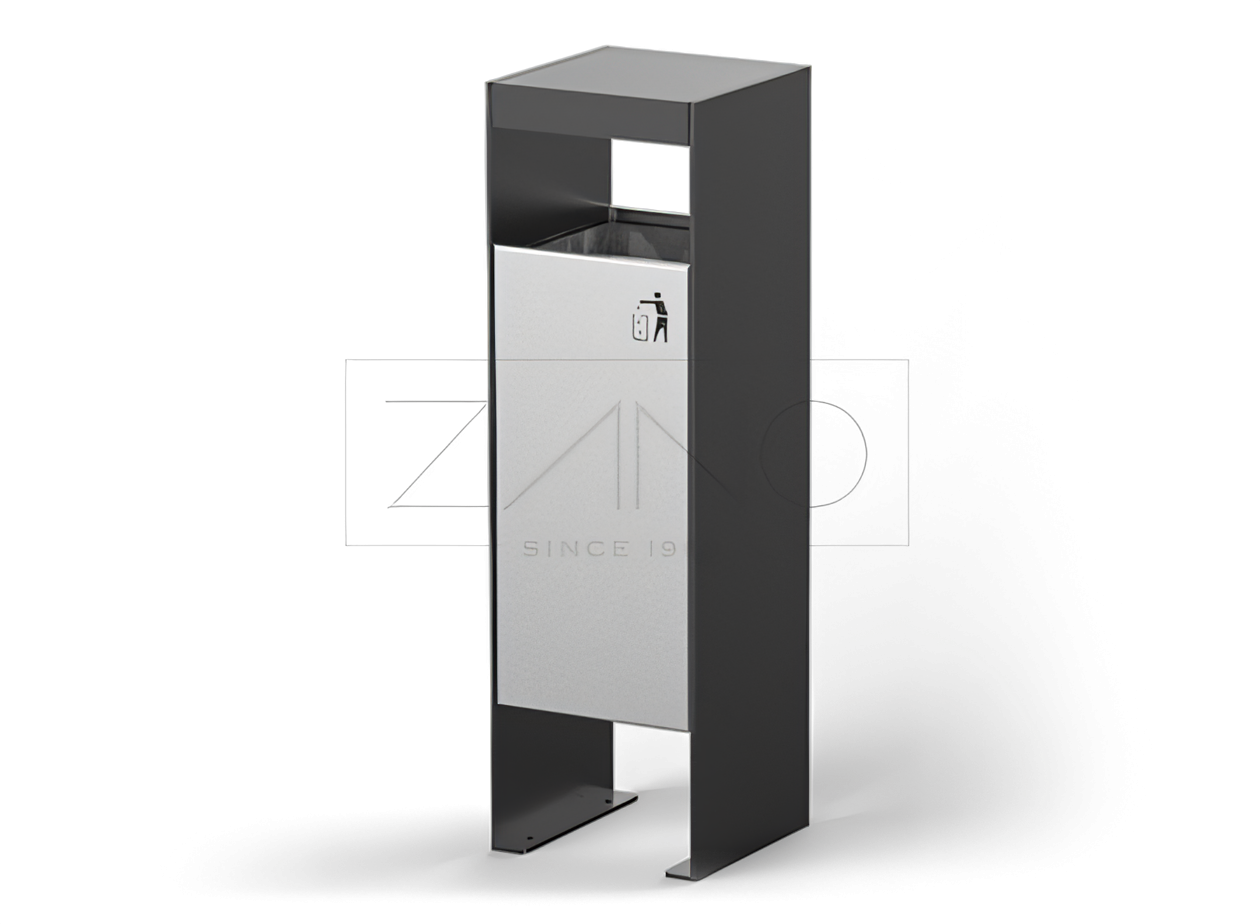 Elegants atkritumu grozs no melna tērauda